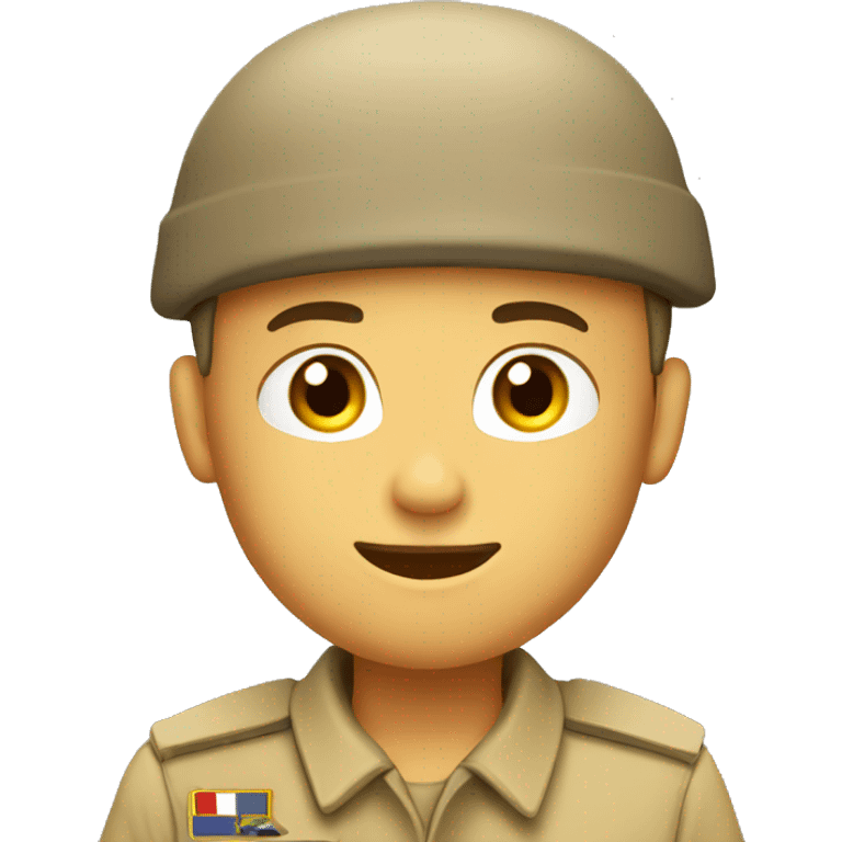 soldier saluting with desert uniform wearing beige beret emoji