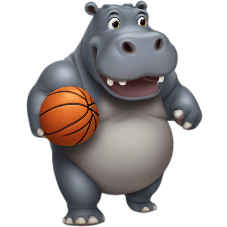 hippopotamus playing basketball emoji