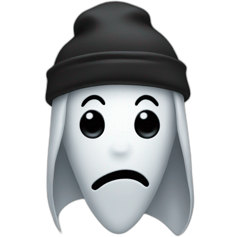 Ghost wearing a black beanie cap emoji