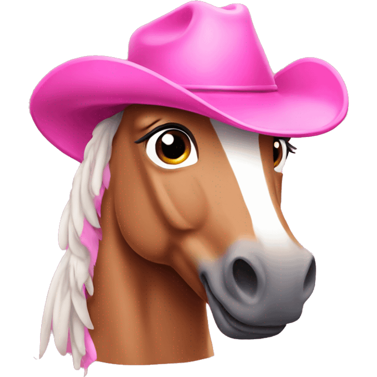 Pink pony with cowboy hat emoji