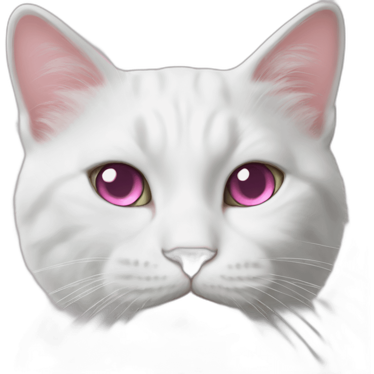 White cat with pink nose emoji