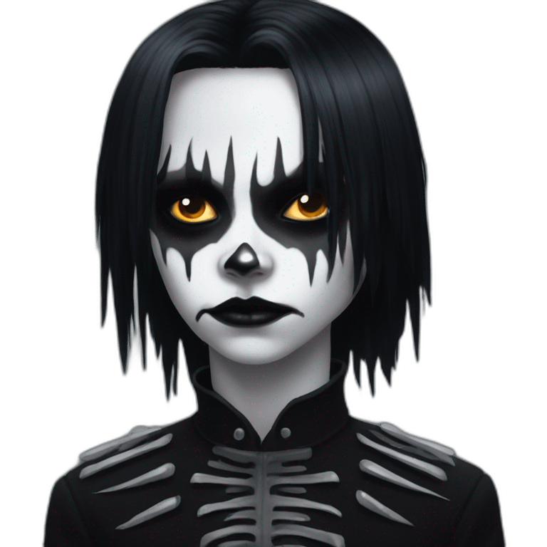 Goth kid with a corpse paint makeup emoji