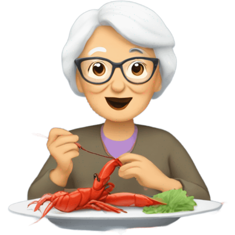 Grandma eating crawfish emoji