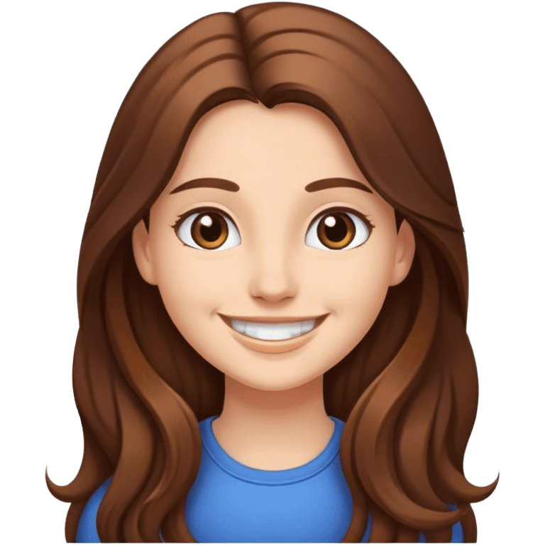 smiling girl with long brown hair emoji