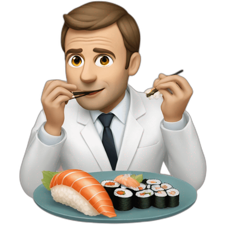 Emanuel Macron eating sushi emoji