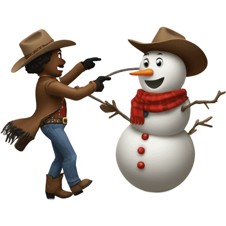 Cowboy lassoing a snowman emoji