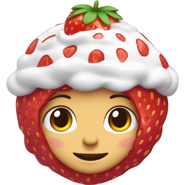 a strawberry shortcake with a strawberry on the top emoji