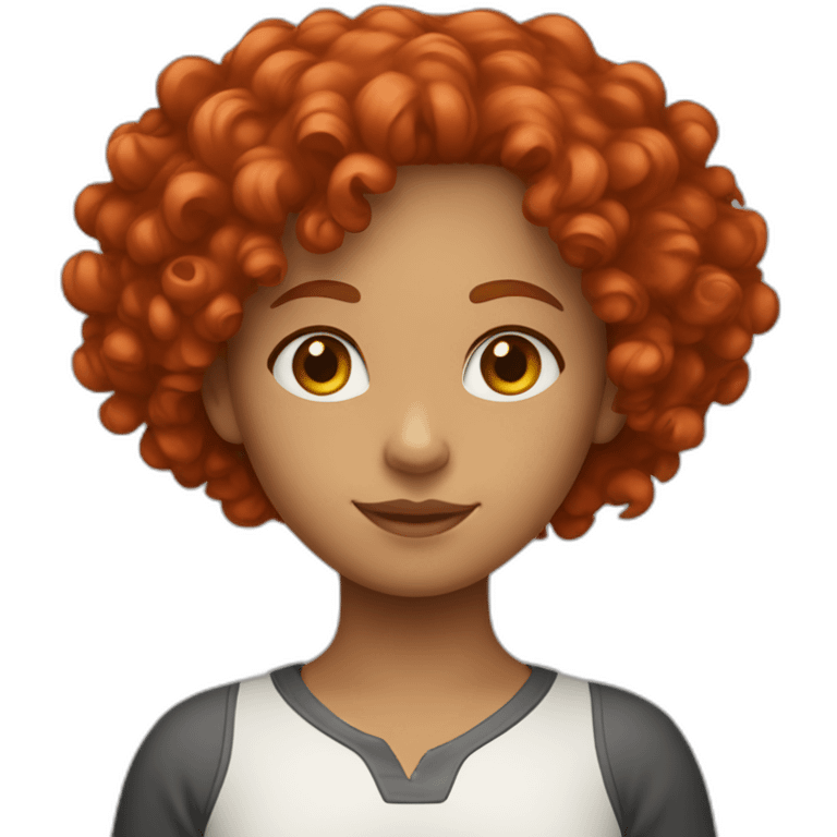 red curly hair girl with google logo emoji