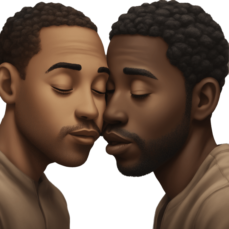 Black men kissing in oil emoji