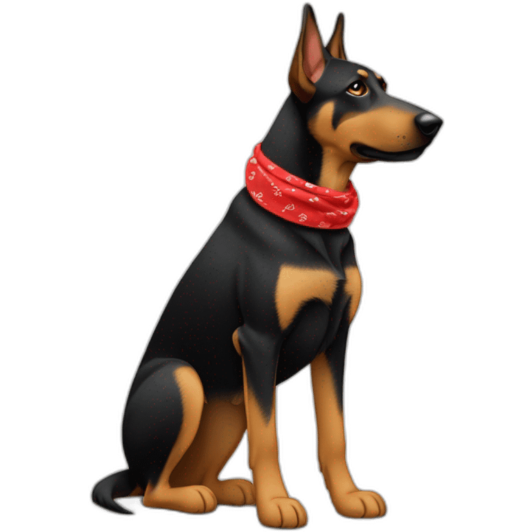 75% Coonhound 25% German Shepherd mix dog wearing small plain red bandana side view full body left facing emoji