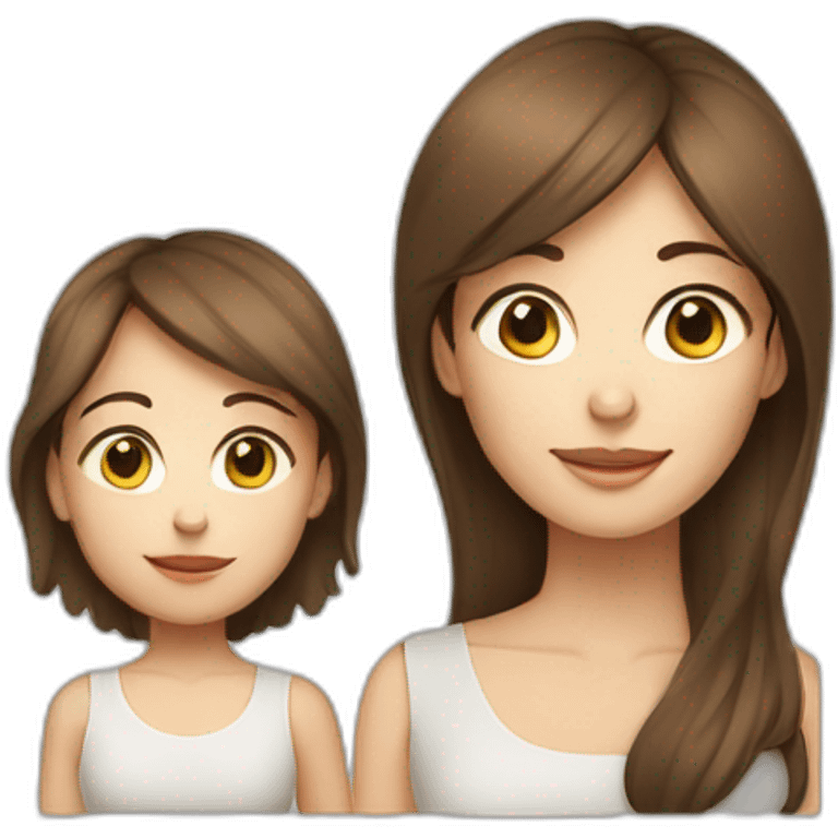 mother and child with brown hair5 and white skin full length emoji