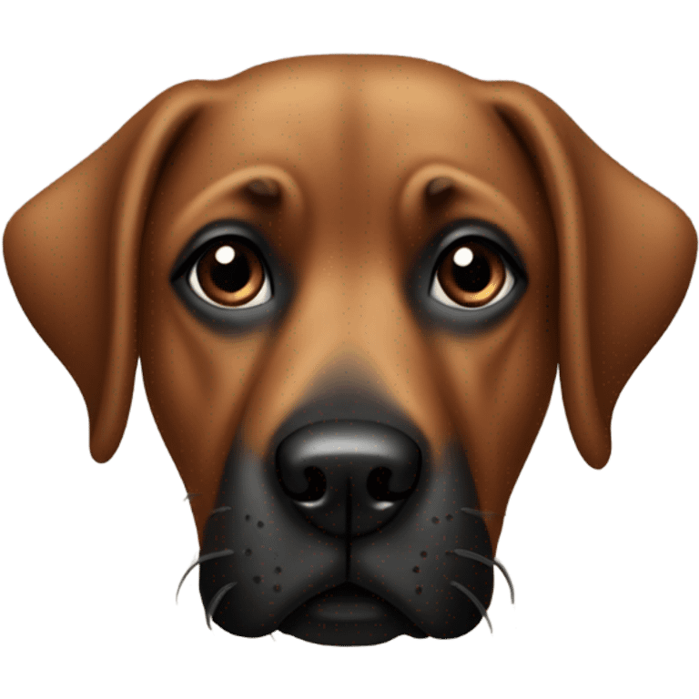 Brown dog with black muzzle and crossed eyes emoji