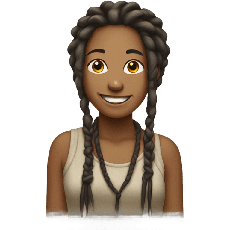 smiling girl with dreadlocks emoji