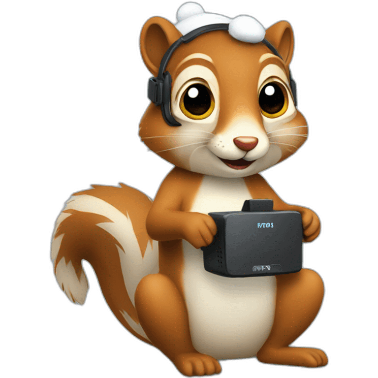 sitting christmas squirel holding vr headset emoji