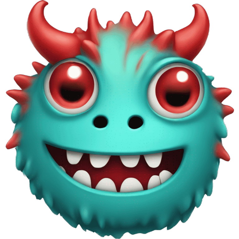 teal and red funny cute monster emoji