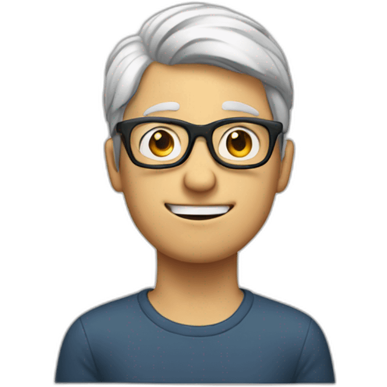 White Geek with glasses showing something with hands emoji