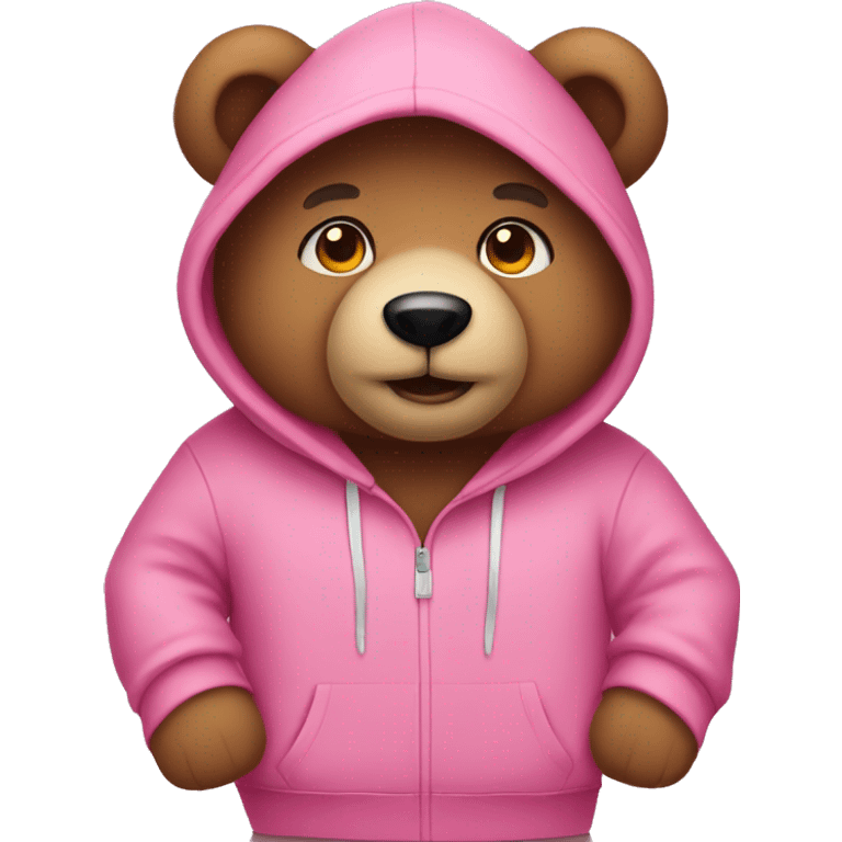 Teddy bear wearing a pink hoodie emoji