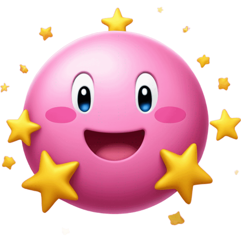 cute happy classic Kirby jumping on a star emoji