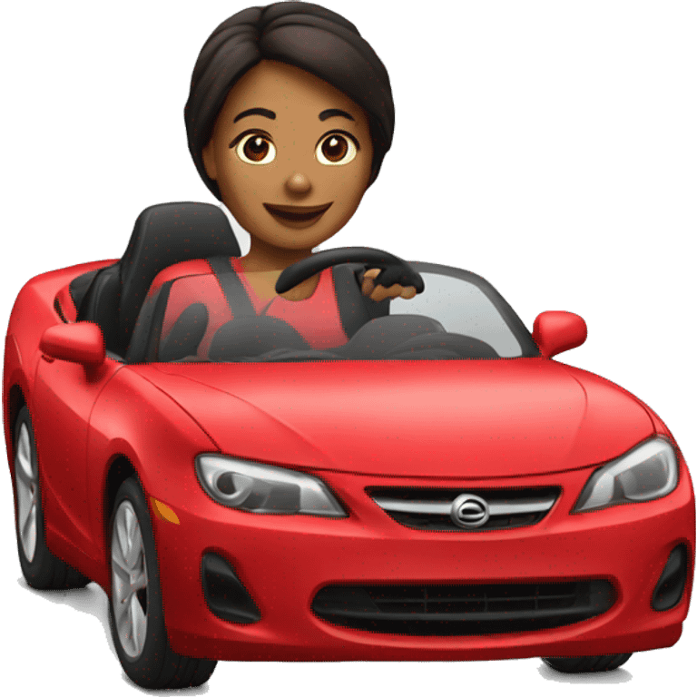 Woman driving red car  emoji