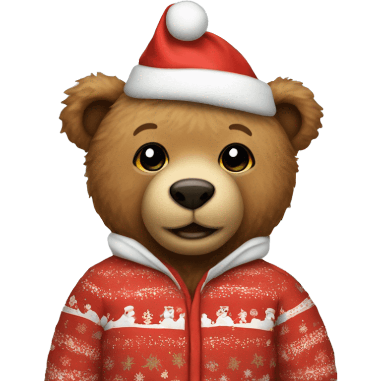 A teddy bear wearing a Christmas onesie  emoji