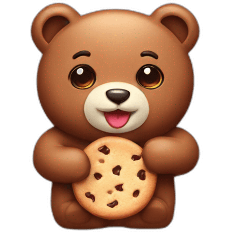 Osito de peluche comiendo galleta de chocolate  emoji