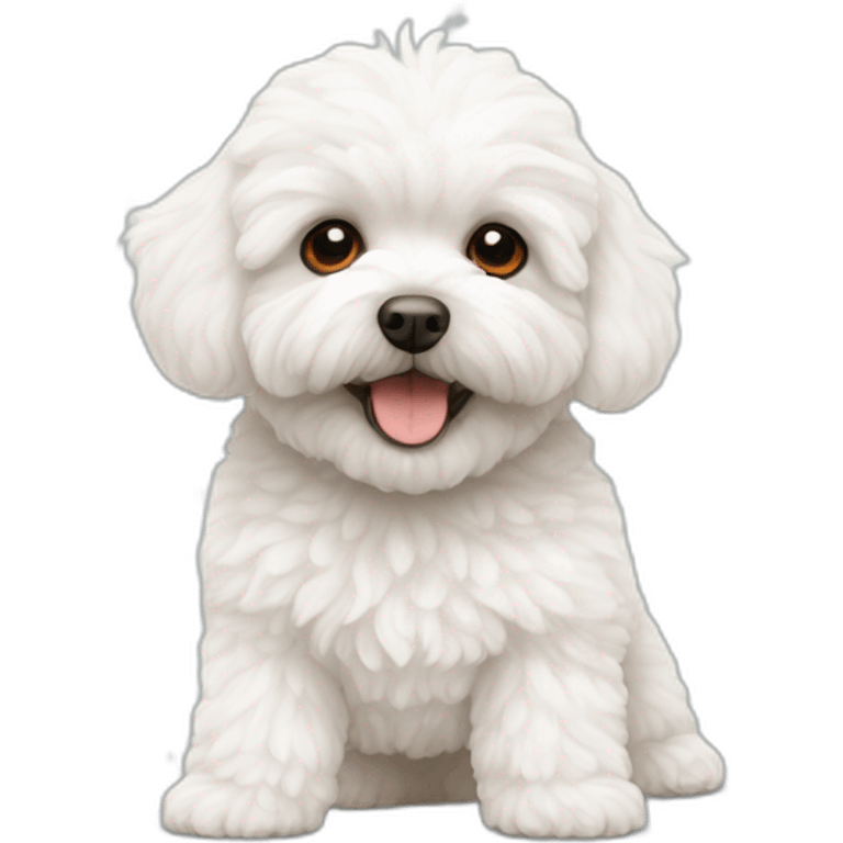 white maltipoo with orange snowflake emoji