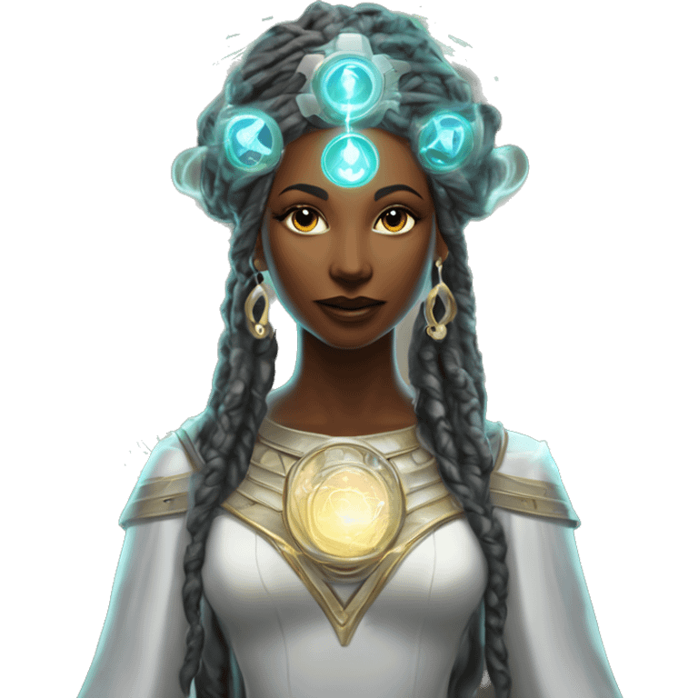 Technomancy Goddess is a mystical being who controls both magic and technology. She can cast spells on technological & Cybernetics Her powers blend the ancient art of magic with advanced cybernetics and technology. She can command machines emoji