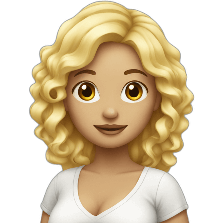 adorable pregnant blond full body women with beach-wave-hair emoji