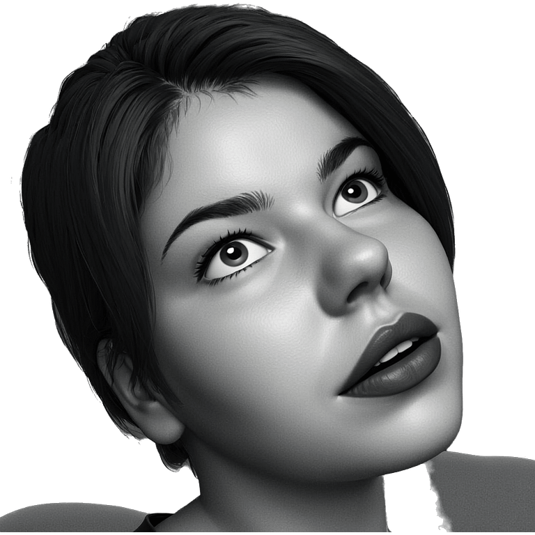 monochrome portrait of girl emoji