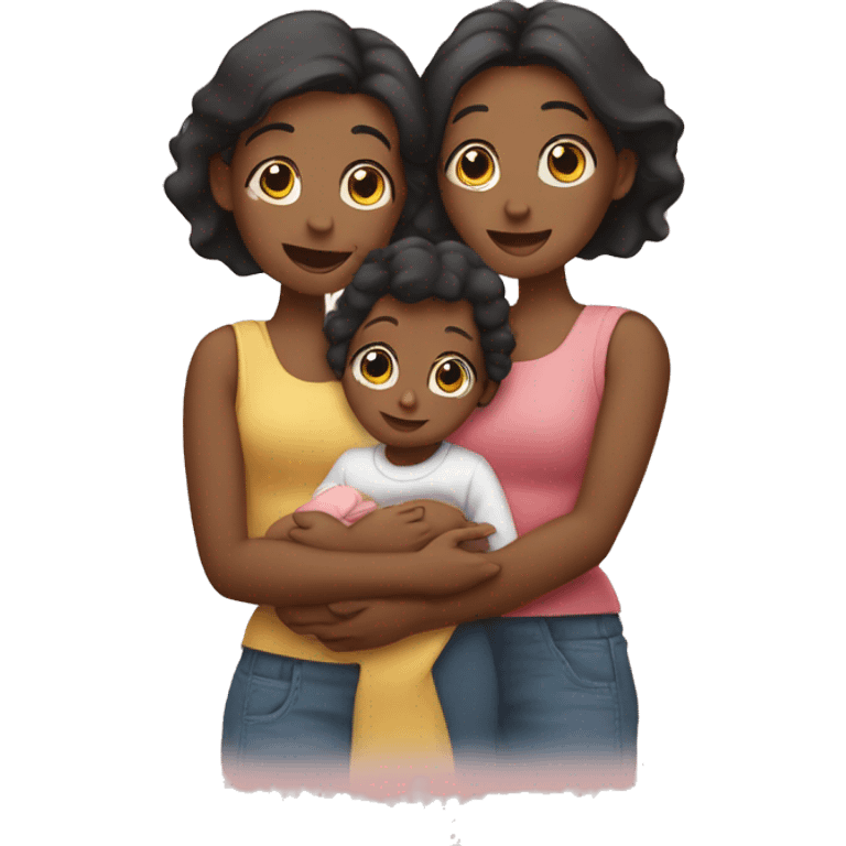 family of 3 women holdng new bornj baby emoji