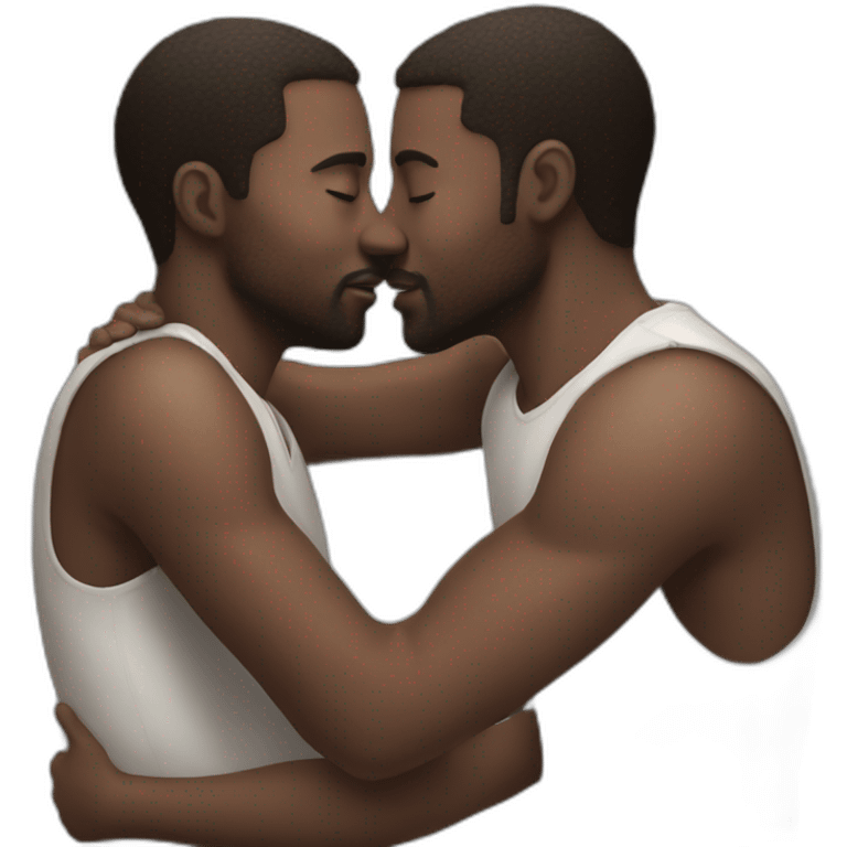 white-men-hug-and-kiss-black-men emoji