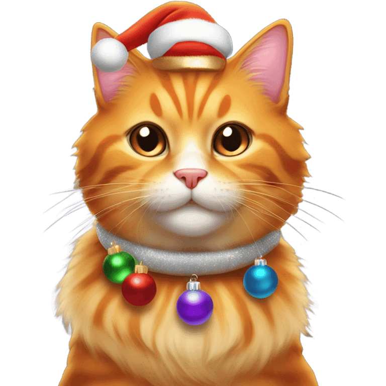 Christmas decorated orange cat emoji