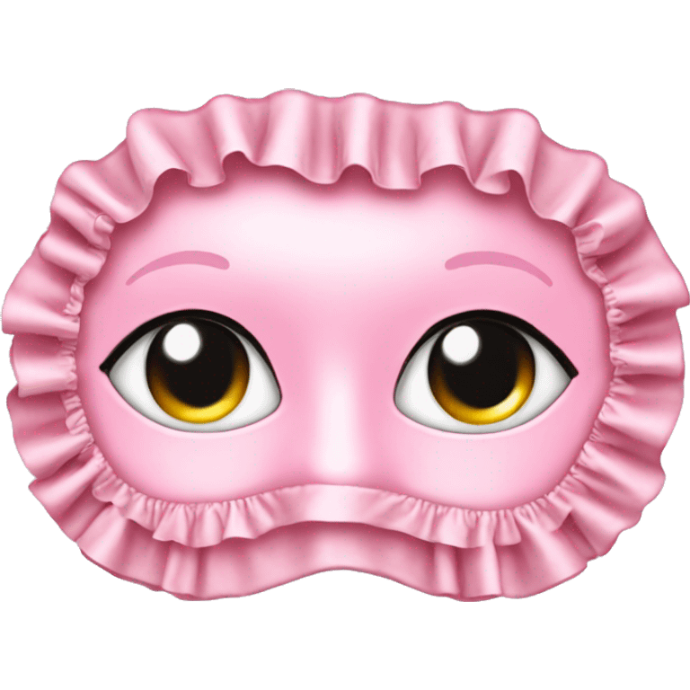 Light pink Frilly satin bedtime mask emoji