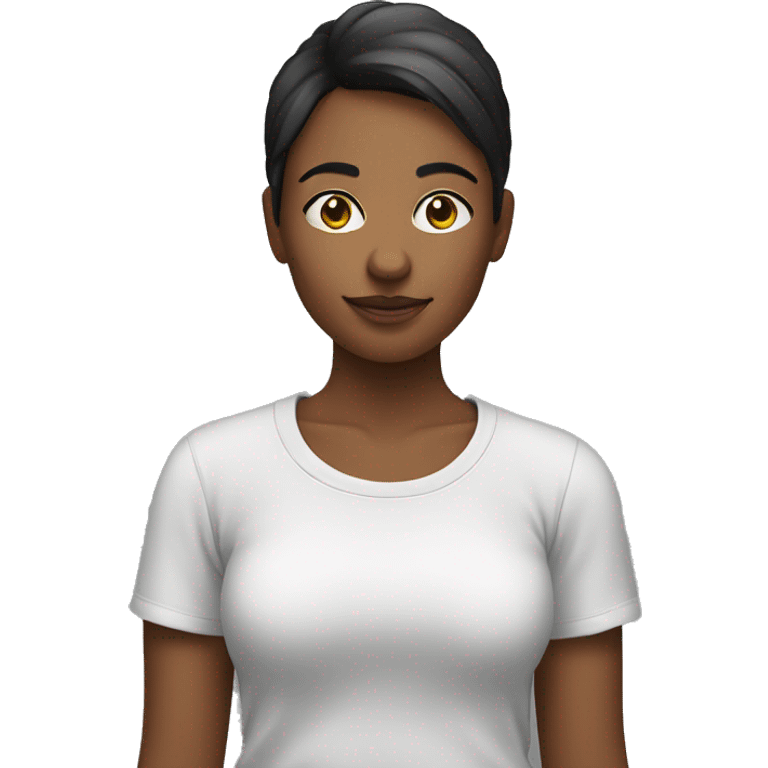 younger woman wearing a t-shirt. Show from the shoulders up emoji