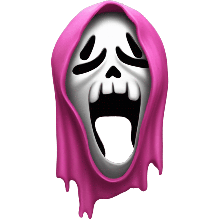 ghostface from scream scary movie pink with an open screaming black mouth hole emoji