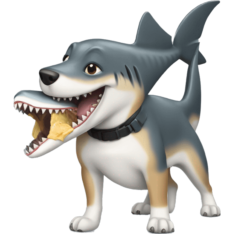 Dog eating a shark emoji