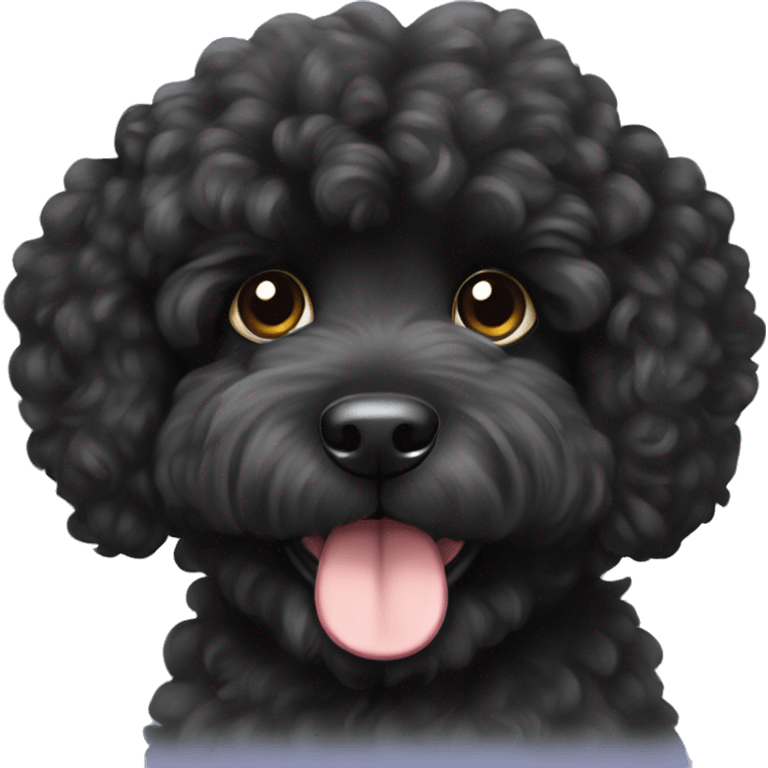 Fluffy black cokapoo emoji