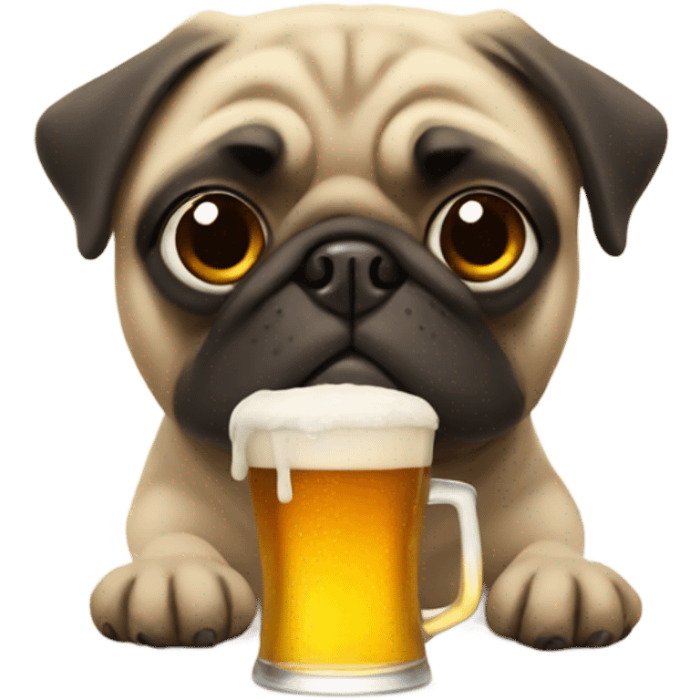 Pug with beer emoji