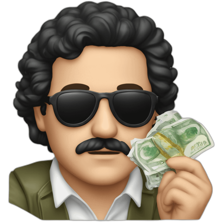 pablo escobar avec drapeau de la colombie des billets d'argent et des filles emoji