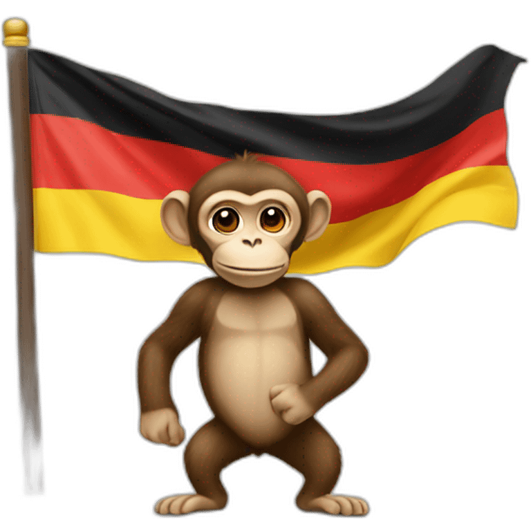 A monkey holding German flag emoji