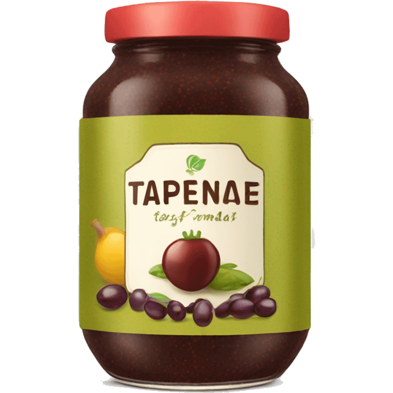 a jar of tapenade with an olive on the label emoji