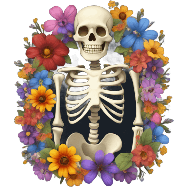 Skeleton full of flowers in the chest  emoji