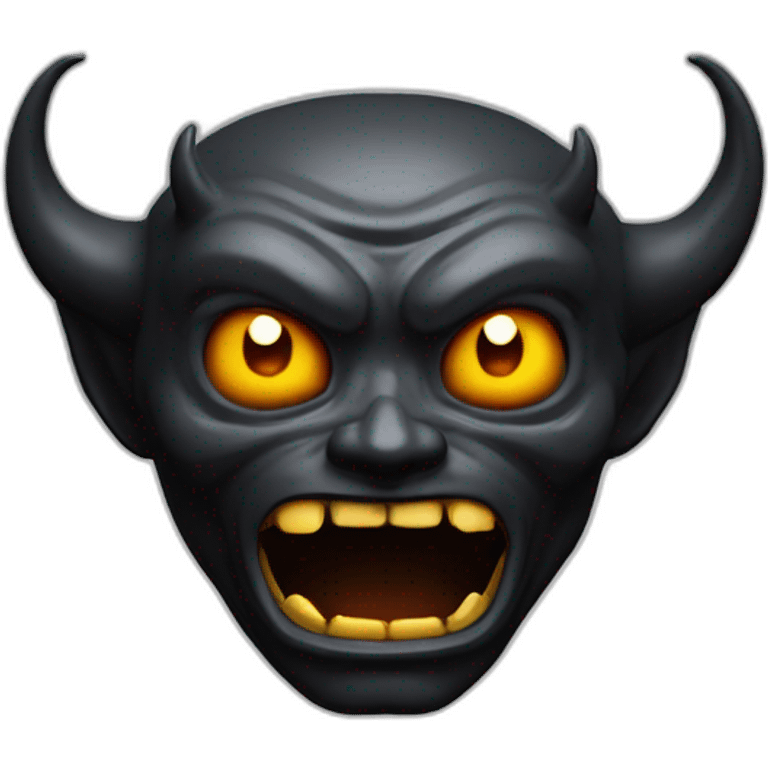 demon with chome eyes and letter B on the face, 3d, portrait, black background emoji