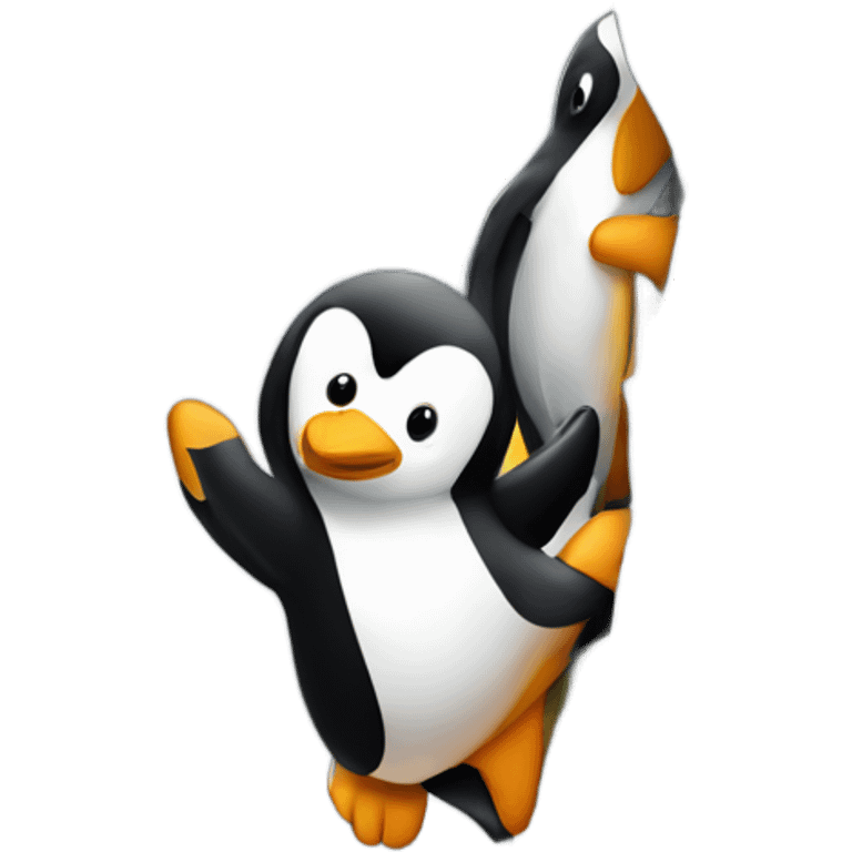 Penguin rock climbing emoji