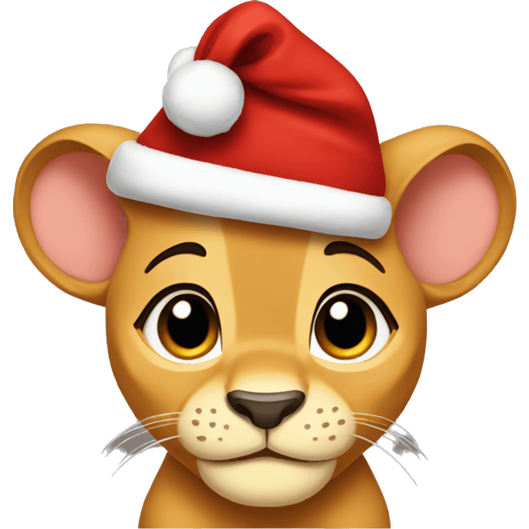 Baby Nala from Lion King wearing Santa hat emoji