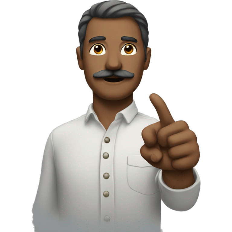 Man with a moustache pointing to the sky emoji