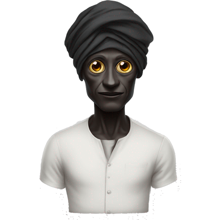 black alien head wearing turban emoji