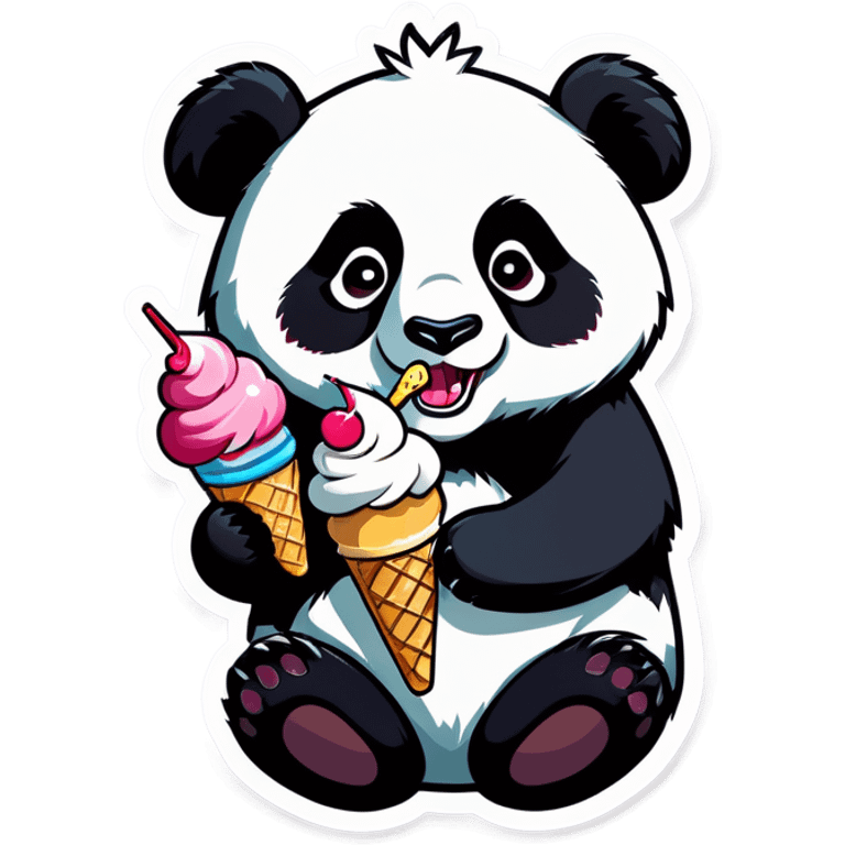 Panda eating ice cream emoji