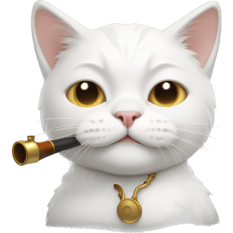 white cat with pipe emoji