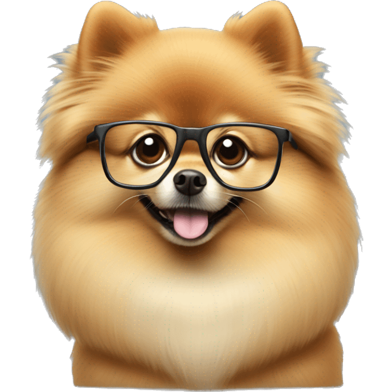 pomeranian with science glasses and pen emoji